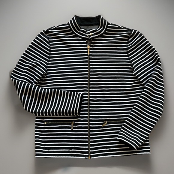 Ralph Lauren Black & White Reversible Striped Zip Up Knit Jacket P/M - Picture 2 of 9